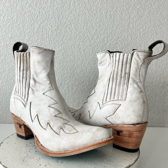Lane CHELSEA Womens Cowboy Bootie 10 Western White Short Ankle Cowgirl Boots - Picture 11 of 11